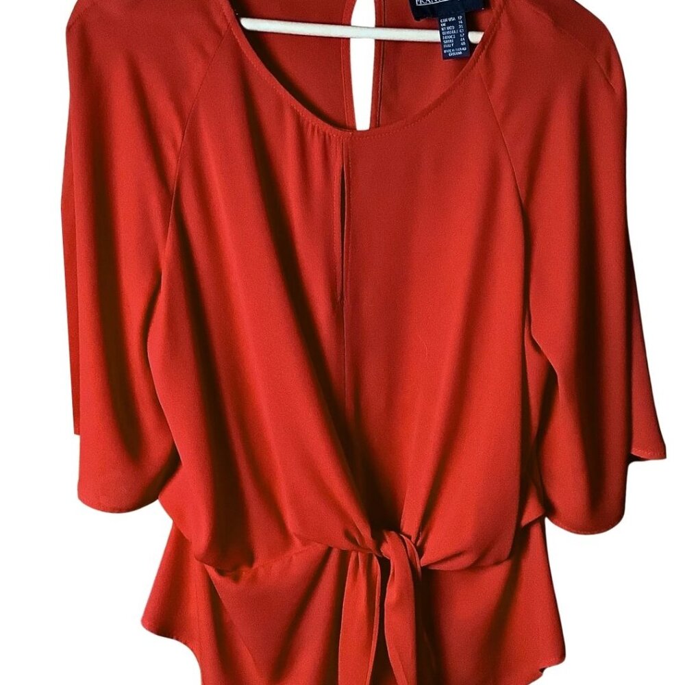 Frank Lyman Design  Red Crepe  Blouse with back zip